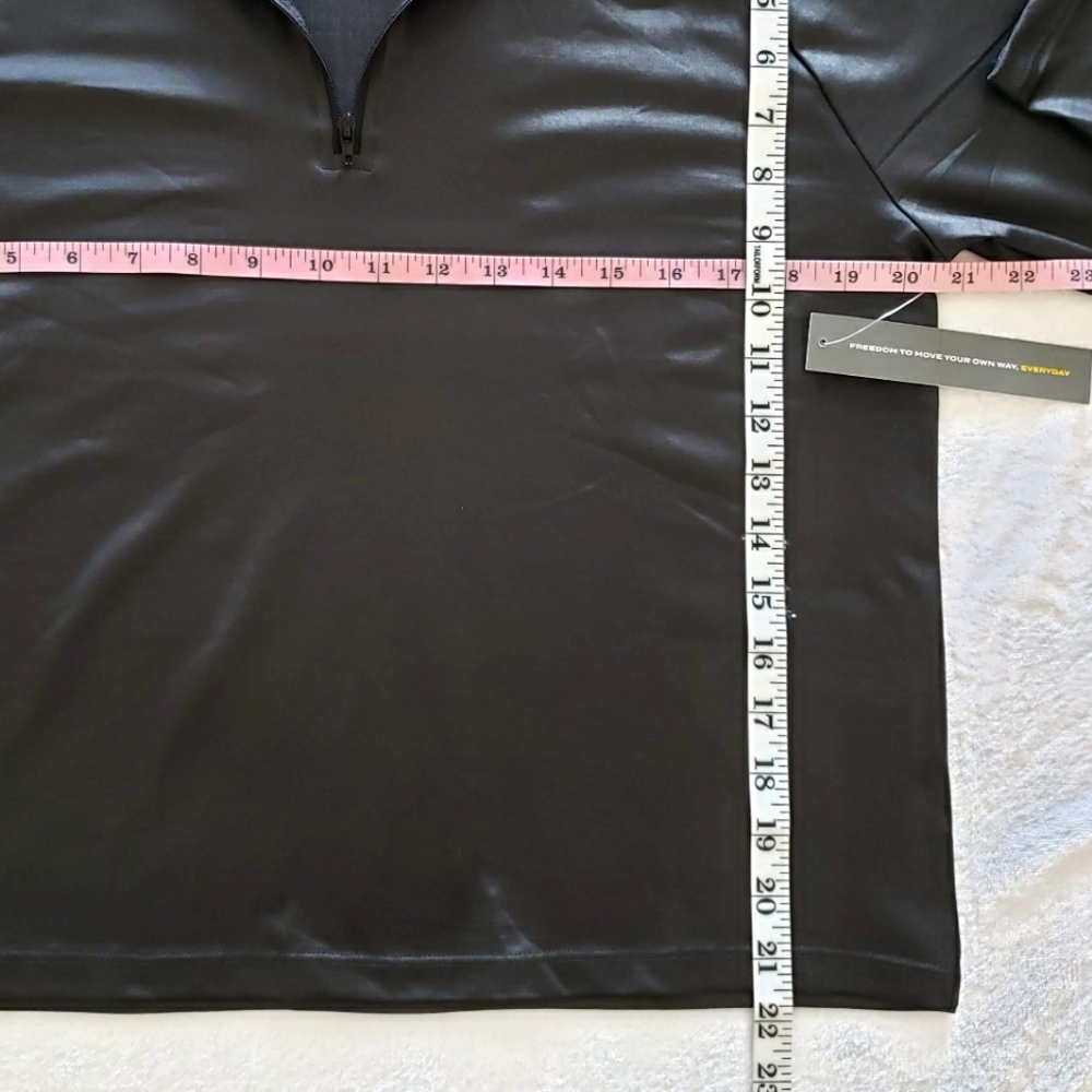 STRETCH THE RULES Long Sleeve Zipper Black Active T-Shirt--NWT--L - Picture 9 of 9